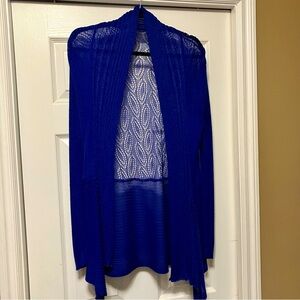 ⭐️2/$22⭐️ Royal blue lacy-back cardigan/sweater, women's size L